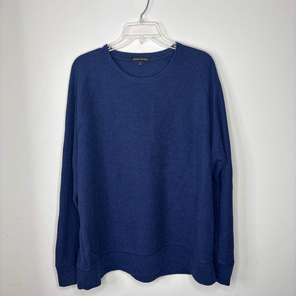 BN8 Banana Republic Men’s Deep Blue Soft‎ Knit Long Sleeve Crewneck Pullover XL